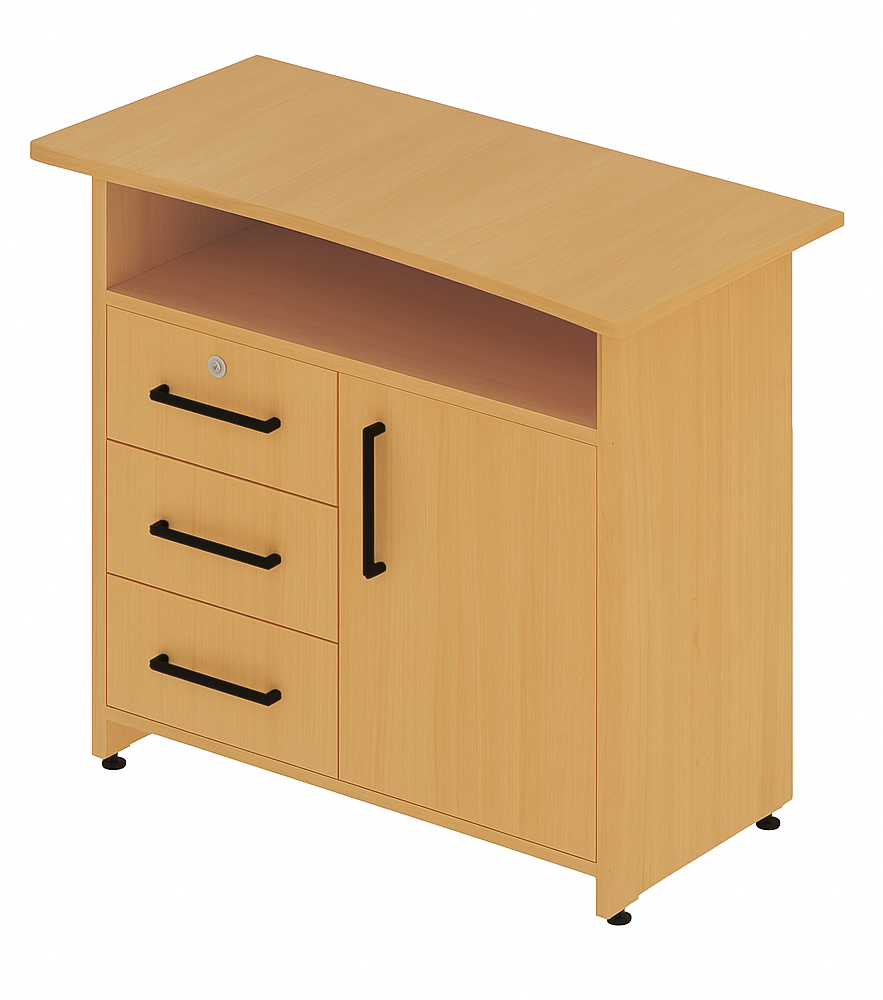 Тумба правостороння, напівзакрита з дверкою та шухлядами, ЛЕЛЕКА, 900х500х750 мм.